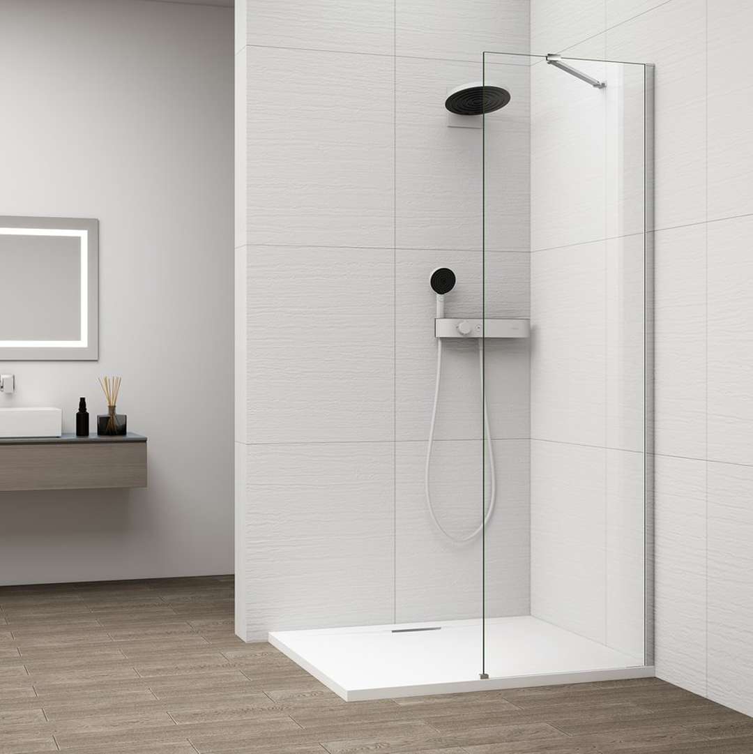 Polysan Esca - Walk-in-duschwand 50 X 210 Cm, Antidrop, Klares Glas/chrom Es1050-01