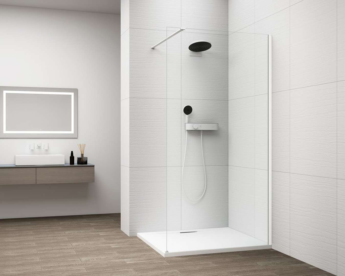 Polysan Esca - Walk-in-duschwand 110 X 210 Cm, Antidrop, Klares Glas/weiß Es1011-03