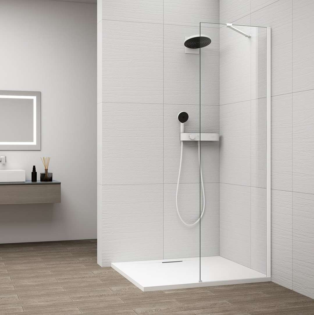 Polysan Esca - Walk-in-duschwand 40 X 210 Cm, Antidrop, Klares Glas/weiß Es1040-03