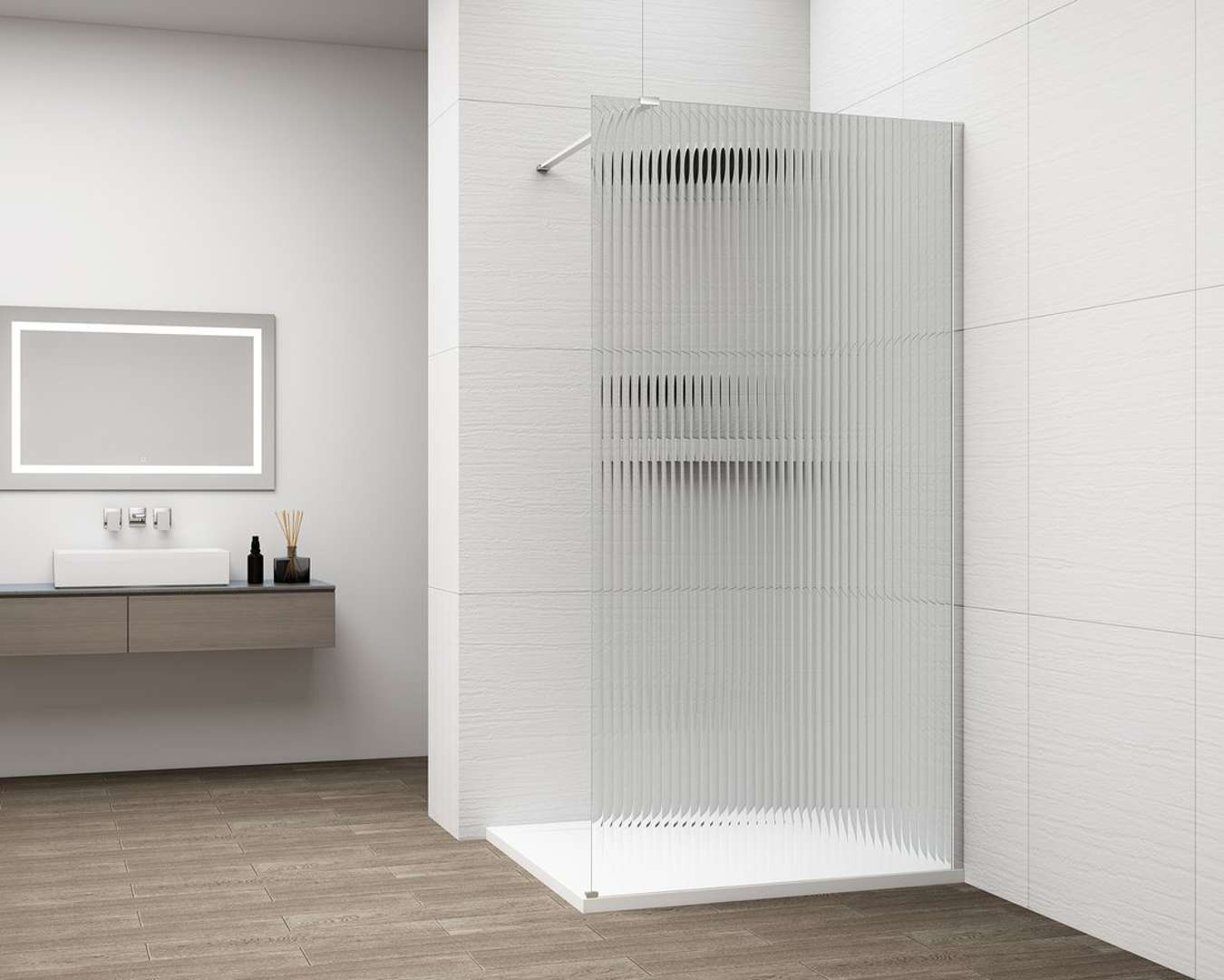 Polysan Esca - Walk-in-duschwand 120 X 210 Cm, Antidrop, Glas Flute/chrom Es1312-01