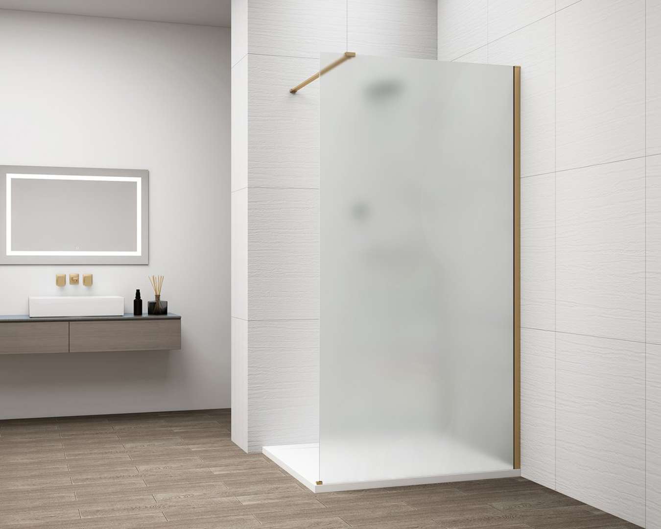Polysan Esca - Walk-in-duschwand 120 X 210 Cm, Antidrop, Mattes Glas/mattgold Es1112-04