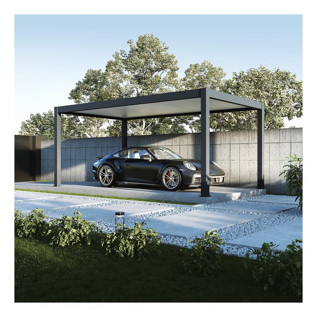 Weide Einzelcarport Carport Aluminium Pergola 3 x 5,3 M Garage anthrazit, BxT: 530x300 cm, 236 cm Einfahrtshöhe