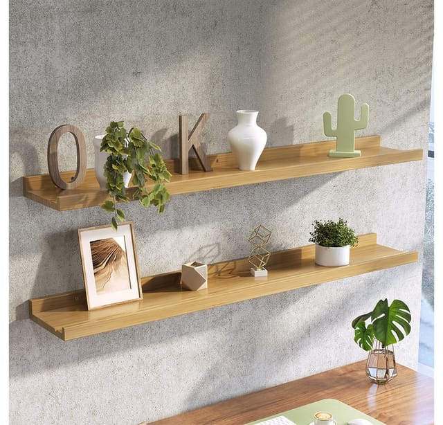 Vicco Bücherregal Linus, Naturholz, 90 x 4 cm 2er Set, 2-tlg.
