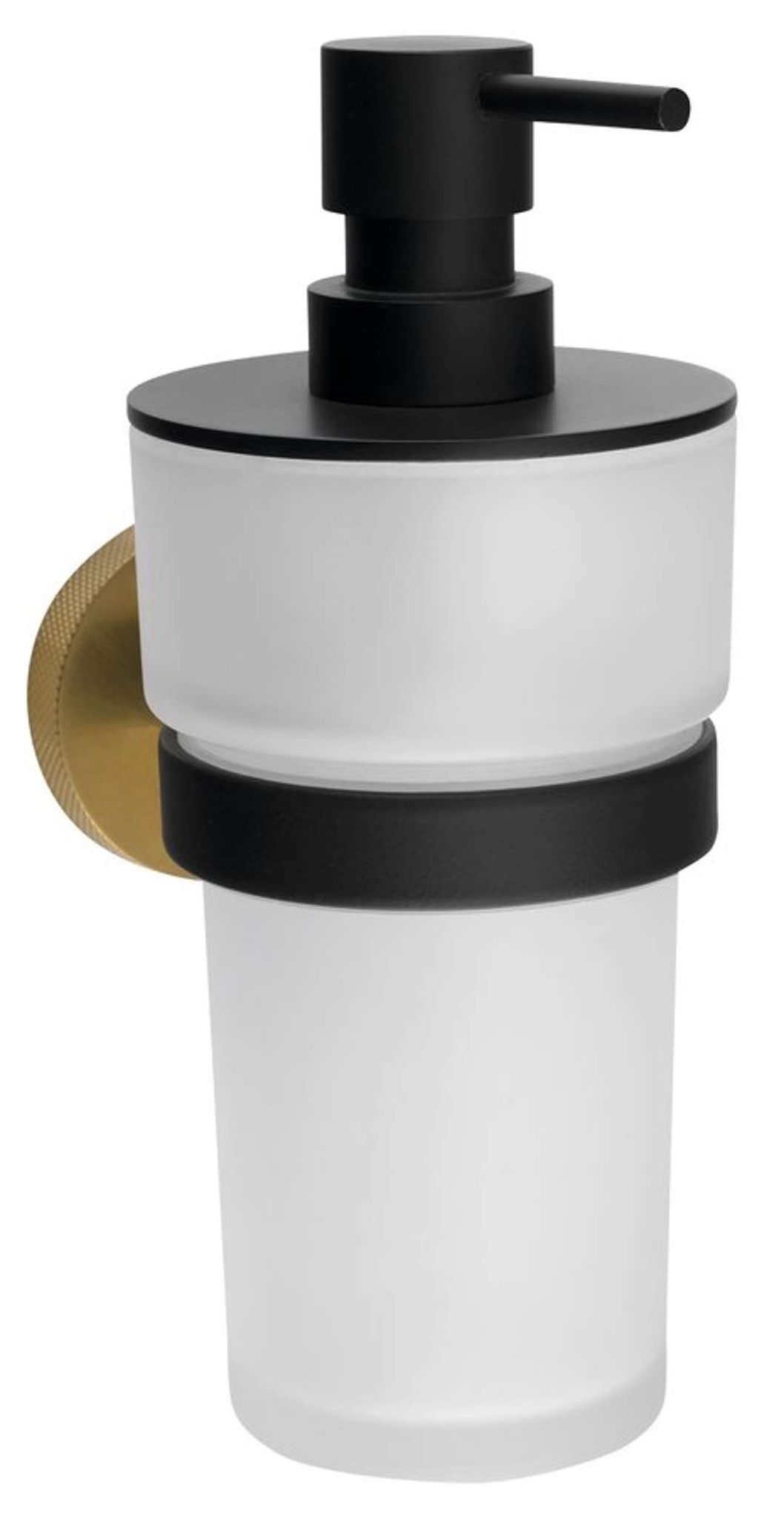 Sapho Larissa - Seifenspender, Milchglas, Schwarz/mattgold Ws019bg