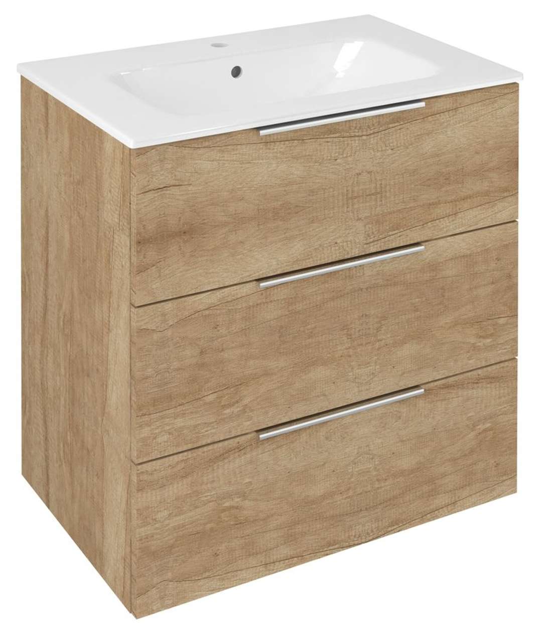 Sapho Cirasa - Waschtischunterschrank 70x75x46 Cm, 3 Schubladen, Eiche Alabama Cr731-2222