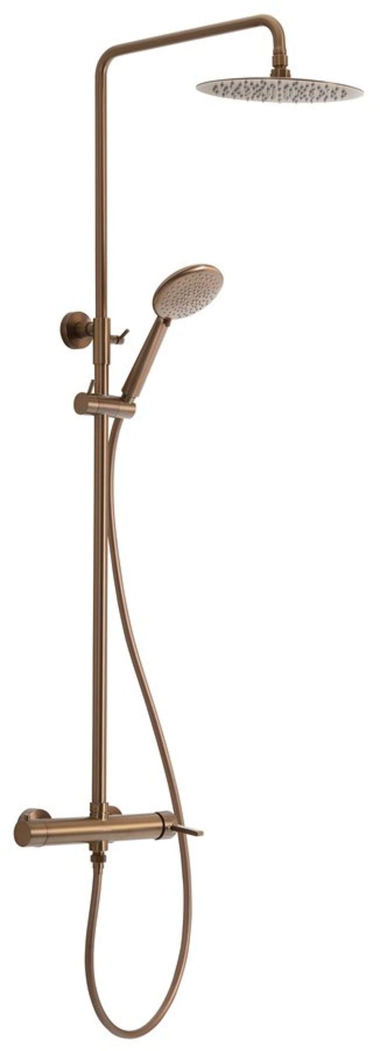 Sapho Iconic - Duschset Mit Armatur, Durchmesser 25 Cm, 2 Strahlarten, Mattes Kupfer Af139pg