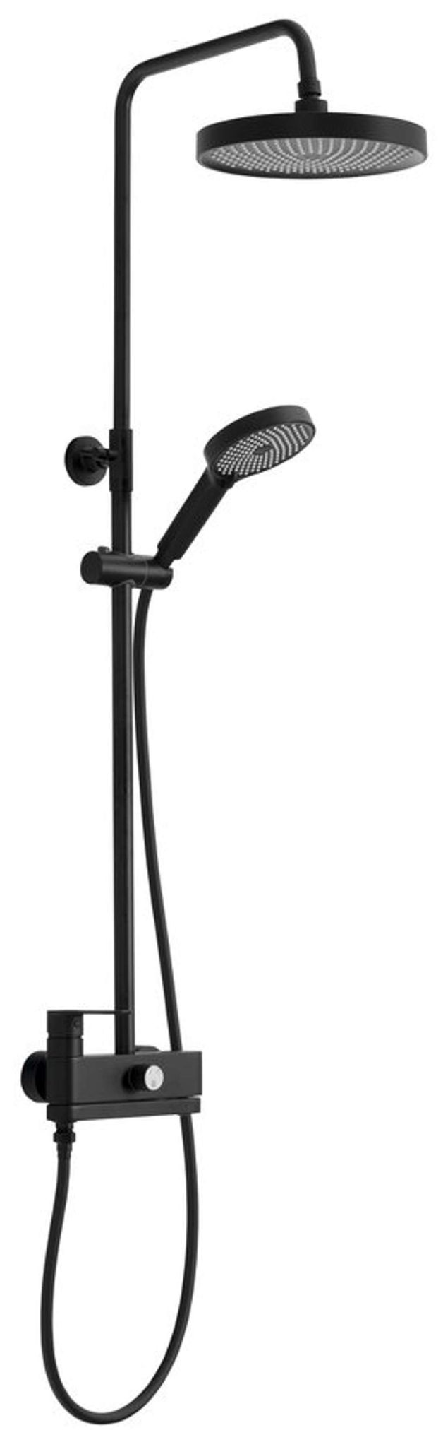 Sapho - Duschset Mit Armatur, Durchmesser 26 Cm, 2 Strahlarten, Mattschwarz Cf139b