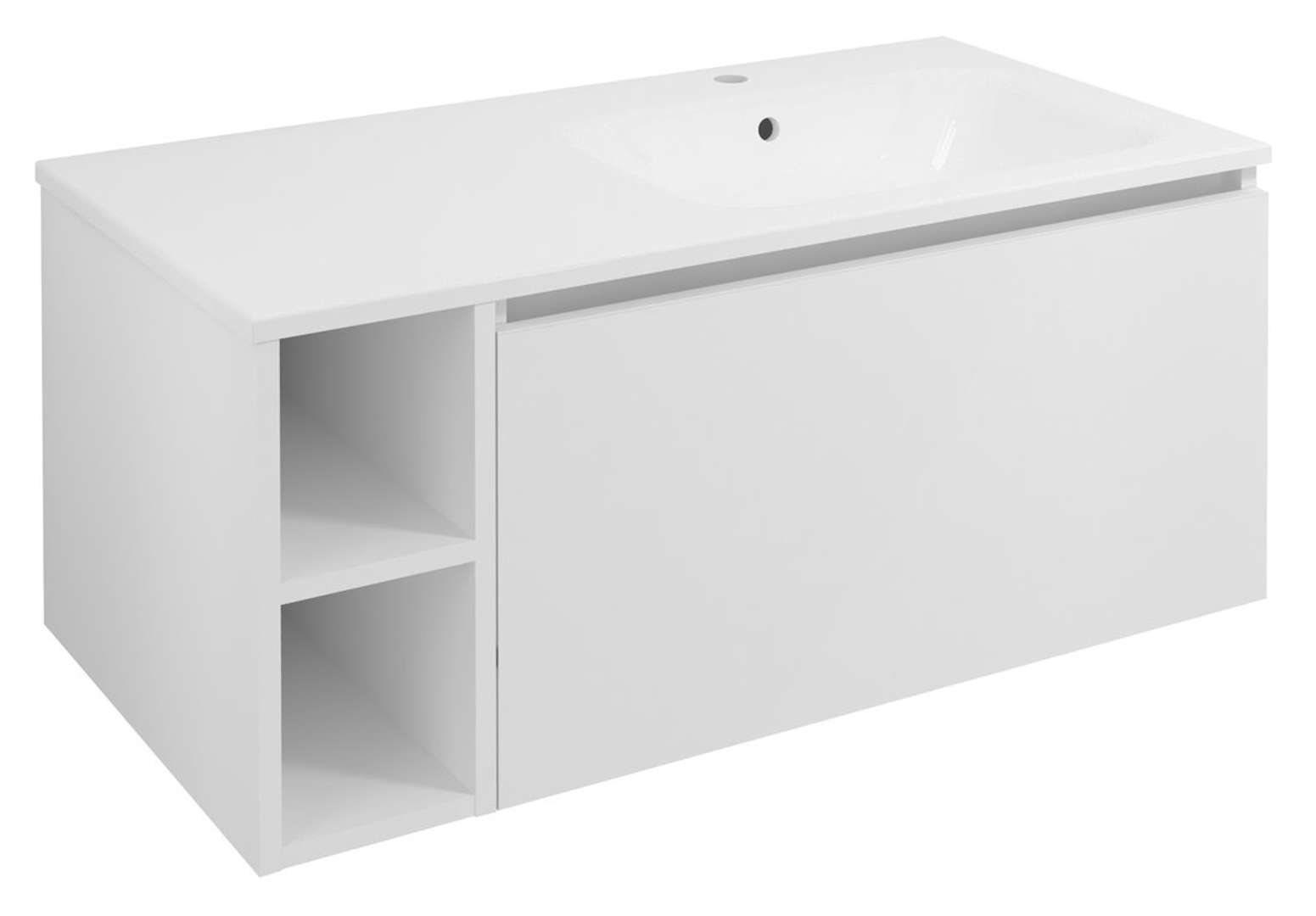 Sapho Lorea - Waschtischunterschrank 100 X 46 X 52 Cm, 1 Tür, 1 Schublade, Rechts, Mattweiß Le080-3131-r-01