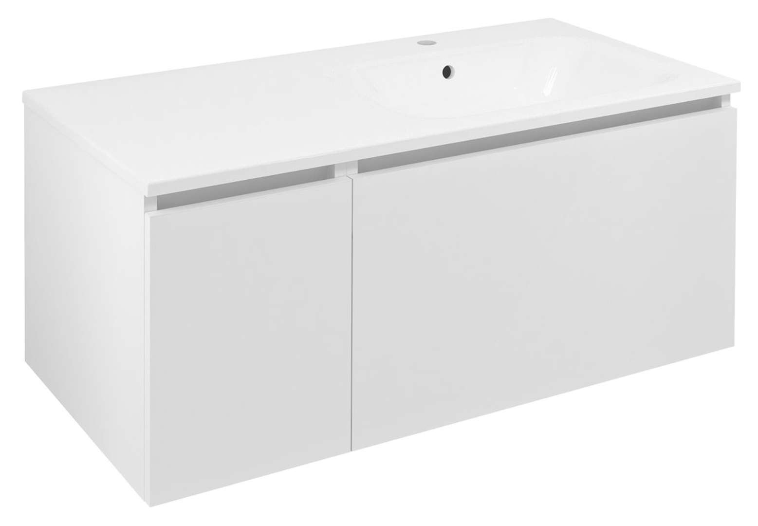 Sapho Lorea - Waschtischunterschrank 100 X 46 X 52 Cm, 1 Tür, 1 Schublade, Rechts, Mattweiß Le070-3131-r-01