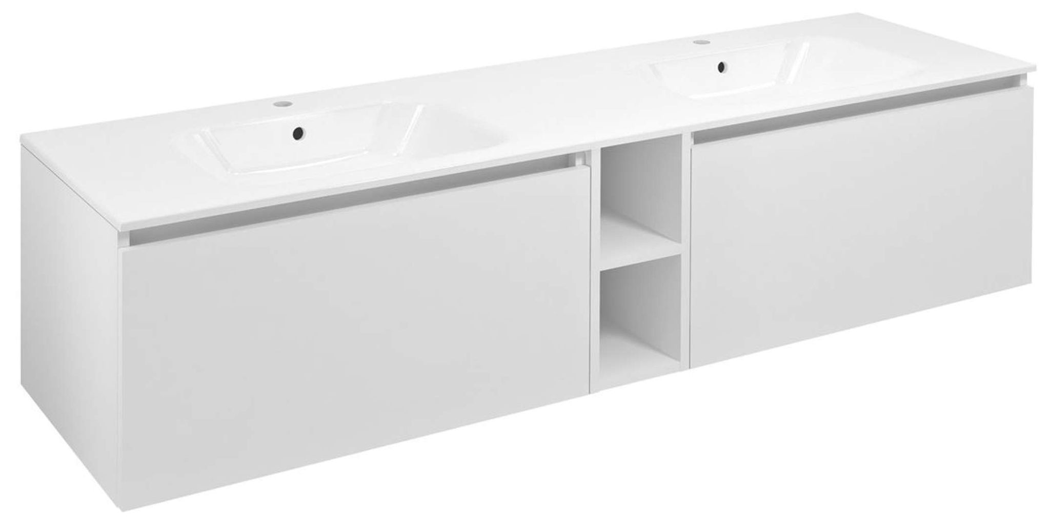 Sapho Lorea - Waschtischunterschrank 160x46x52 Cm, 2 Schubladen, Mattweiß Le070-3131-07