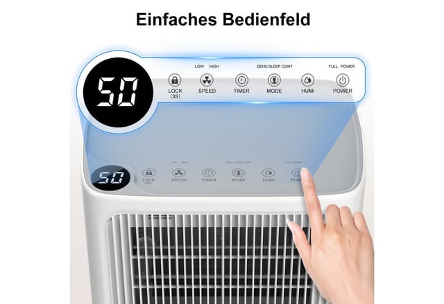 LEENON Luftentfeuchter Luftentfeuchter Elektrisch,Timer,12L/24H, leise 36dB Raumentfeuchter, für 150 m³ Räume, Entfeuchtung 16 l/Tag, Tank 1,6 l, Wäschetrocknung,SLEEP-Modus,Dehumidifier für Wohnung/Keller
