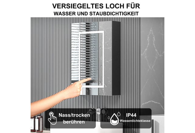 radelldar Spiegelschrank LED Badspiegelschrank mit Stauraum, Hängender Medizinschrank (1-St) mit 3 Lichtfarben & Speicherfunktion, 60 x 76 cm