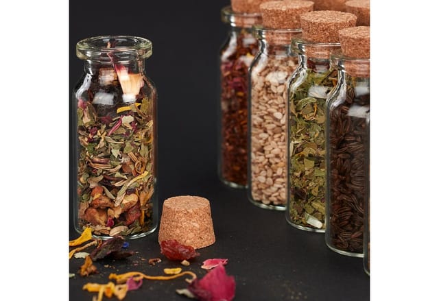 relaxdays Gewürzbehälter 120 x Mini Glasfläschchen mit Korken, Glas