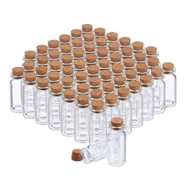 relaxdays Gewürzbehälter 240 x Mini Glasfläschchen mit Korken, Glas