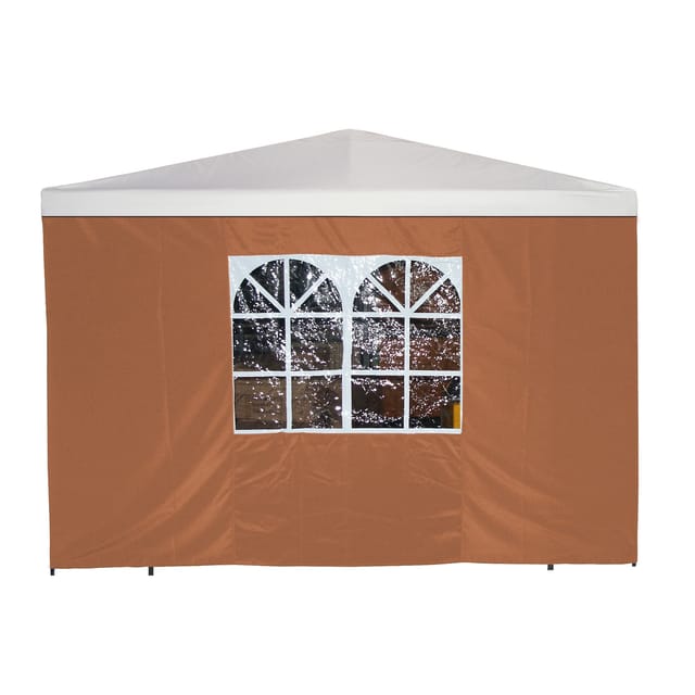 DEGAMO Pavillonseitenteil, 3x1,9 Meter, Polyester terracottafarben, mit Fenster
