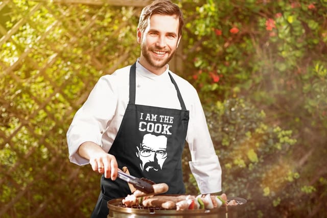 Youth Designz Grillschürze I AM THE COOK Schürze Kochschürze für Männer mit lustigem Spruch, Logo Print