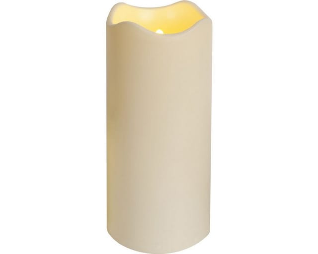 STAR TRADING LED-Kerze Paul (1-tlg), outdoor Kunststoff 8/16h Timer Sensor 10x23cm warmweiß