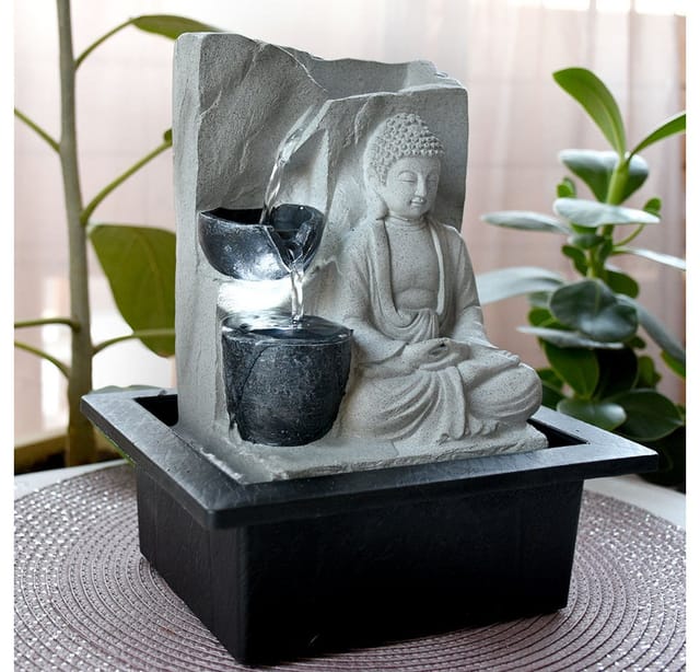 GLOBO LIGHTING Gartenbrunnen, LED Tisch Spring Brunnen Buddha Design Wasser Spiel Wohn Zimmer