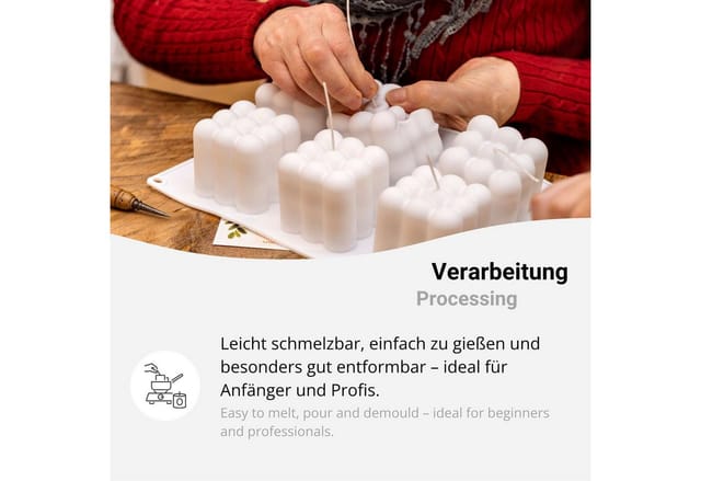 DistrEbution Bastelnaturmaterial Rapswachs Kerzenwachs 5761 in Pastillen 1-25kg Kerzen gießen, Duftkerzen