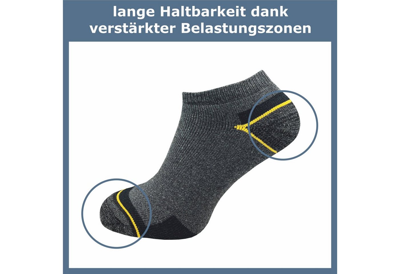 GAWILO Arbeitssocken - Sneaker - für Herren mit atmungsaktiver Baumwolle gegen Schweißfüße (6 Paar) Ideal für Sicherheitsschuhe oder Arbeitsschuhe - Arbeits Sneaker