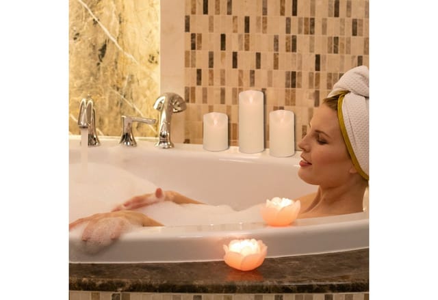 relaxdays LED-Kerze 3er Set mit Fernbedienung