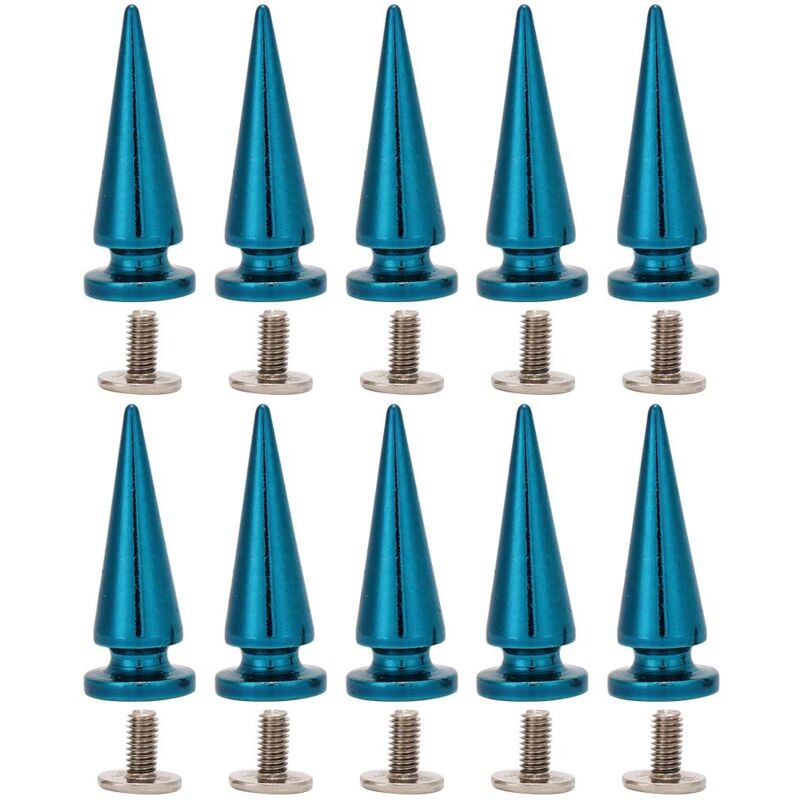 Heepdd Packung Mit 10 Großen Punk-kegelnieten 10 X 26 Mm, Baumförmig, Zum Einschrauben, Für Schuhe, Jacken, Taschen, Kleidung (blau)