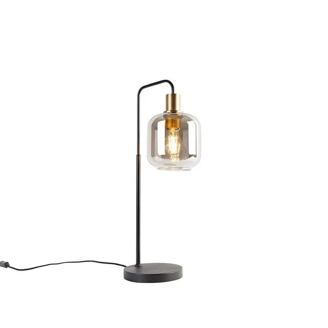 Qazqa Tischleuchte Zuzanna, ohne Leuchtmittel, E27, Gold/Messing, Design, Glas, 1-flammig