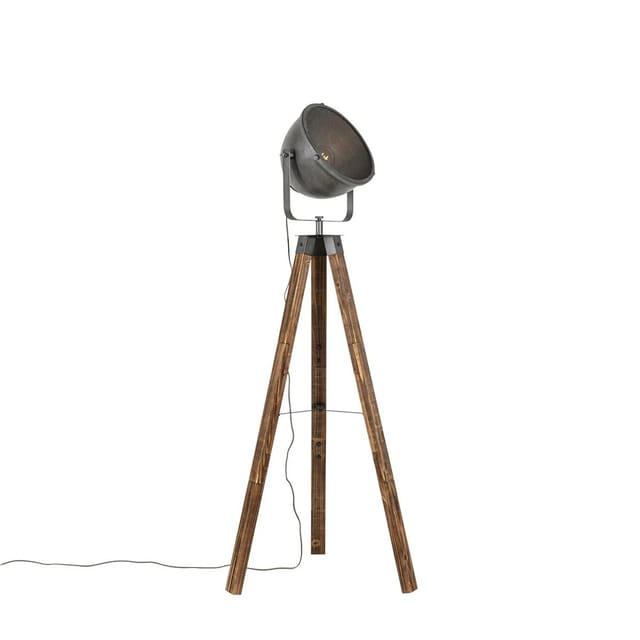 Qazqa Stehlampe Emado, ohne Leuchtmittel, E27, Grau, Industrie, Stahl, 1-flammig