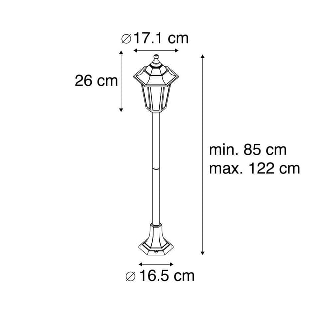 Qazqa Außen-Stehlampe New haven, ohne Leuchtmittel, E27, Schwarz, Klassisch / Antik, Kunststoff, 1-flammig