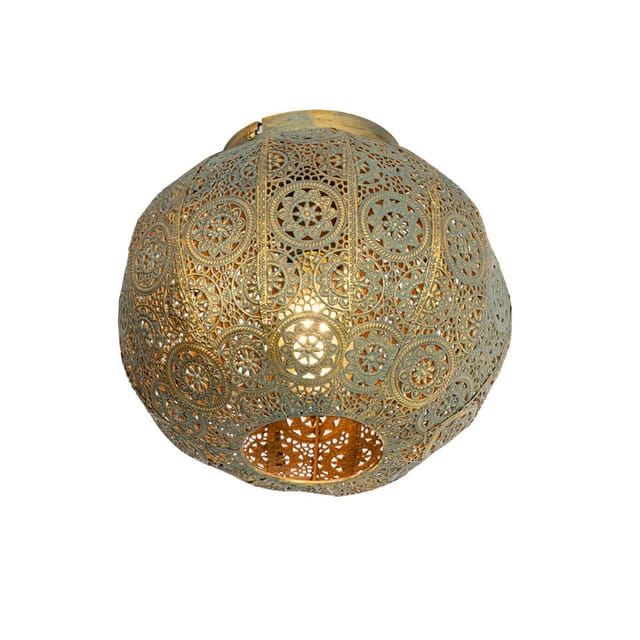 Qazqa Deckenleuchte Baloo, ohne Leuchtmittel, E27, Grün, Orientalisch, Stahl, 1-flammig