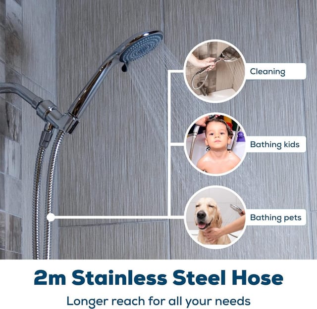 sparkpod Brauseschlauch Hochwertiger Brauseschlauch, flexibel & robust, Edelstahl 2m, (Premium Duschschlauch-Set, extra lang und flexibel, Enthält Duschschlauch und Installationsanleitung), Werkzeuglose Installation, robuster und flexibler Aufbau