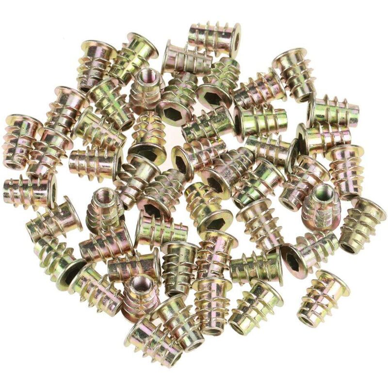 50 Stück M5 13 Mm Sechskant-gewindemuttern Aus Zinklegierung Für Holzeinsätze, A
