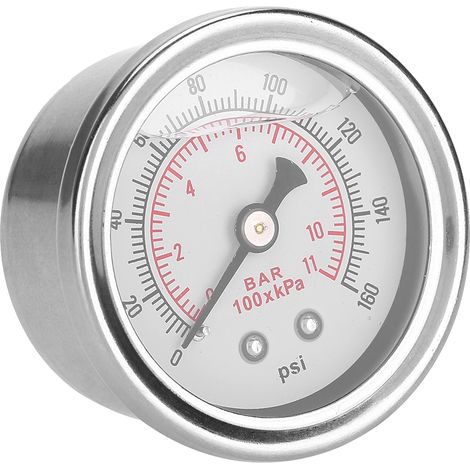 Flüssigkeitsgefülltes Manometer, 0-160 Psi/bar Kraftstoffdruckregler-manometer Für Autos, Kraftstoff-/ölfüllstandsanzeige