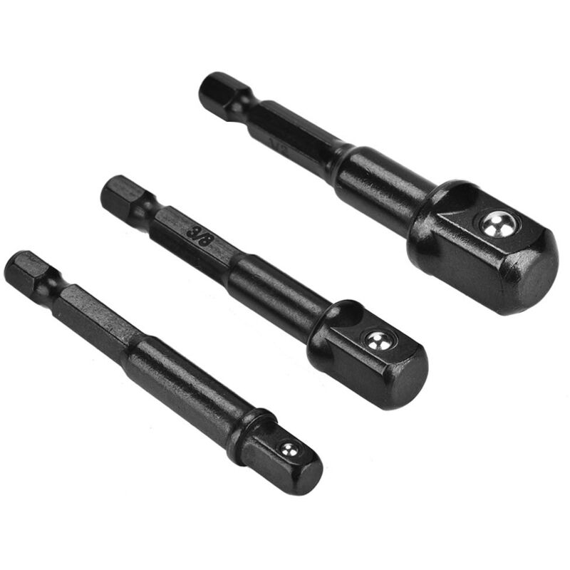 Zoternen 3-teiliger Schwarzer Steckschlüsseladapter, 1/4"-sechskantschaft Auf 1/4", 3/8", 1/2"-vierkantantrieb