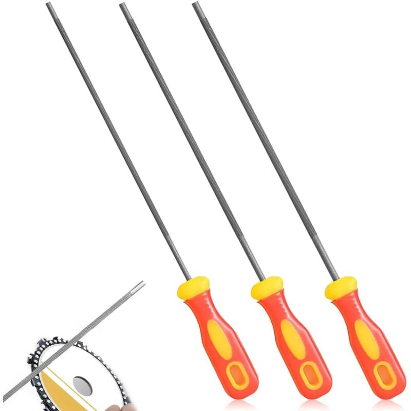 3er-pack Kettensägenfeilen, Kettensägenfeilen, Kettensägen-kettenschärfer Mit Griffen, 3 Größen (4,0 Mm, 4,8 Mm, 5,5 Mm), Für Kettensägen (rot/gelb) – Aimoonsa