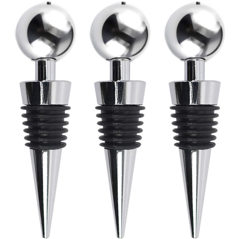 Weinflaschenverschlüsse – Champagnerverschlüsse – 3er-set Edelstahlflaschen – Kompakte Verschlüsse – Küchenzubehör – Barzubehör – Vakuumierverschluss