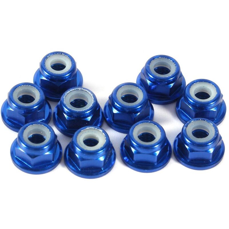 Zoternen Selbstsichernde Sechskantmuttern Mit Flansch, M3, Cnc-gefrästes Aluminium, Mit Flansch, Selbstsicherndes Metall, Blau, 10 Stück