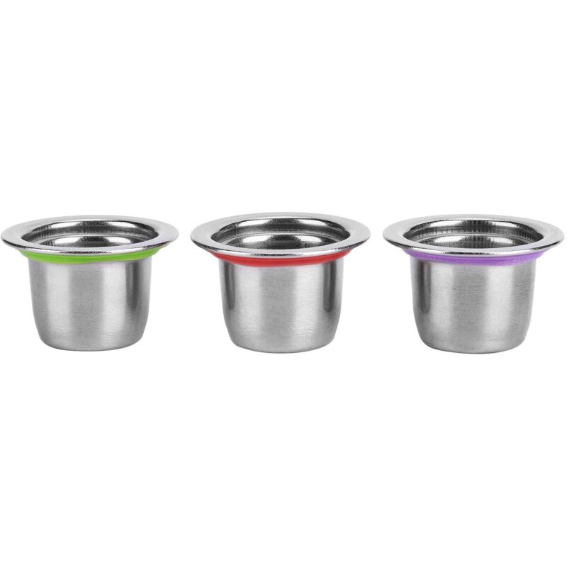 Set Mit 3 Wiederbefüllbaren Edelstahl-kaffeekapseln Mit Wiederverwendbarem Pod-filter Für Nespresso-maschinen, A