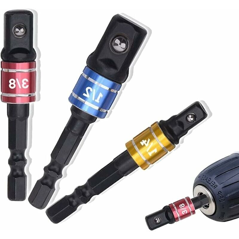 Aimoonsa 1/4" 3/8" 1/2" Steckschlüsseladapter, Steckschlüsselhalter-adapter Für Schlagschrauber, Steckschlüsseladapter Für Schlagschrauber, Bohrschrauber-verlängerungsset, Farben