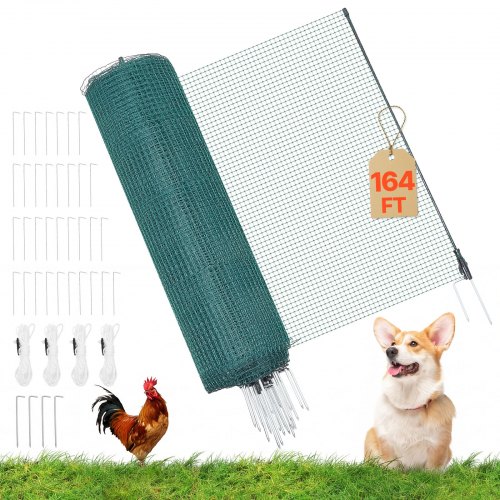 Begrenzungszaun 50x0,9 M, Weidezaun Aus Pe, Mobiler Hundezaun Mit Doppelspitzenpfählen & Abspannseilen, Hühnerzaun, Gartenzaun, Campingzaun Für Hunde, Hühner, Pflanzen, Außenbereiche
