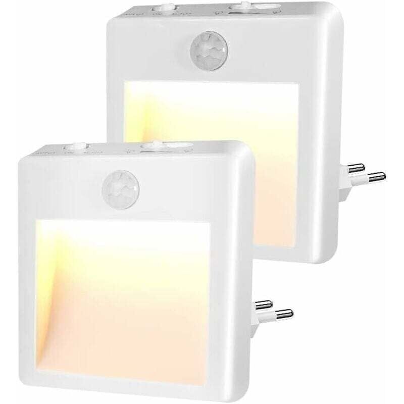 Aimoonsa 2er-pack Steckdosen-nachtlicht – Kindernachtlicht Mit Bewegungssensor – Helligkeit Einstellbar, Led-nachtlicht (warm-/kaltweiß – Einstellbar), Plug-and-play-nachtlampe