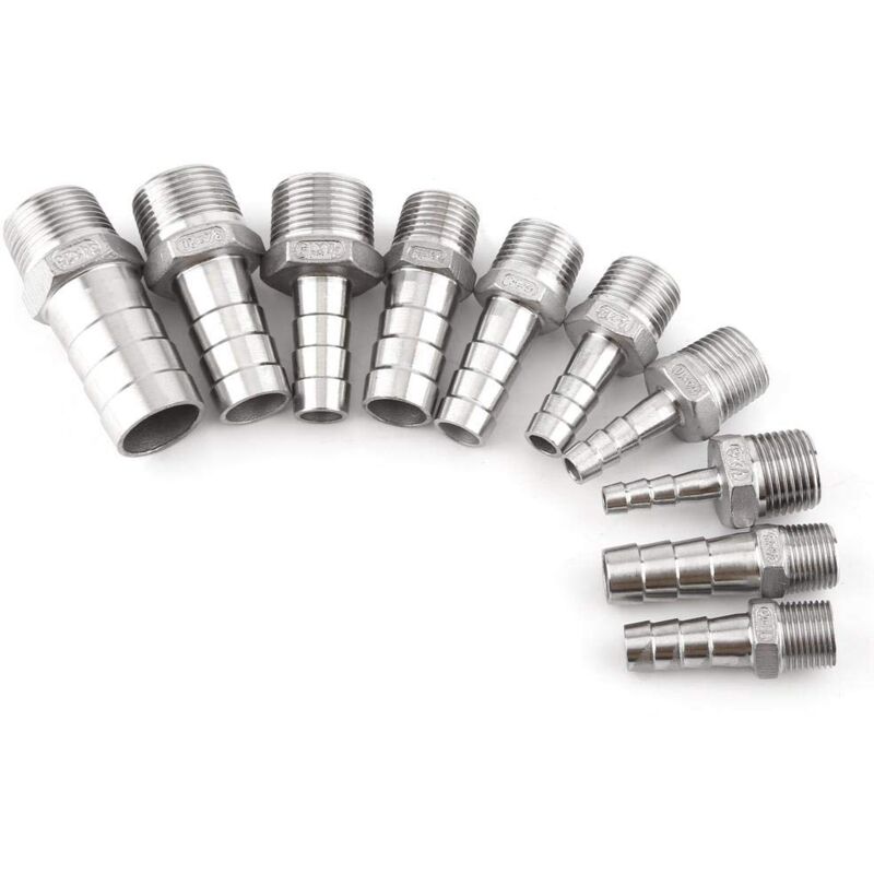 Schlauchanschluss, Gewindeschlauchadapter Mit Widerhaken, Edelstahl Ss304, 1/8 Zoll 3/4 Zoll (3/8 X 15 Mm)