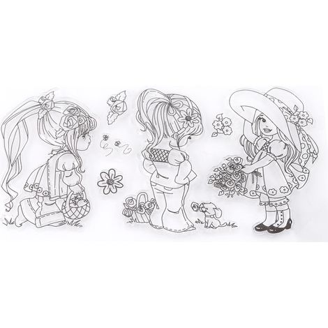 Fotoalbum Im Scrapbook-stil, Transparente Silikonstempel, Cartoon-mädchen.