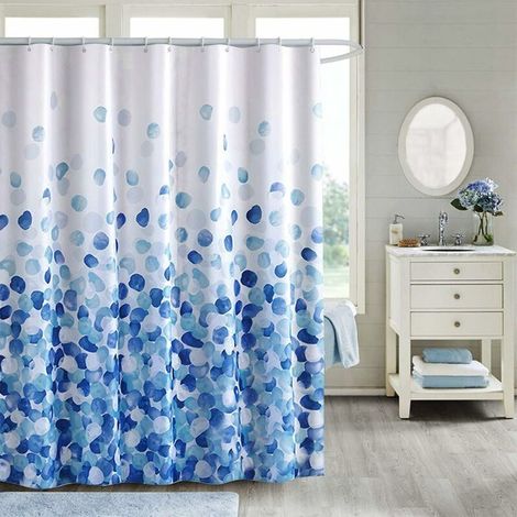 Duschvorhang, 183 X 183 Cm, Wasserabweisendes Polyestergewebe, Maschinenwaschbar, Mit 12 Haken Fürs Badezimmer – Blue Bubble