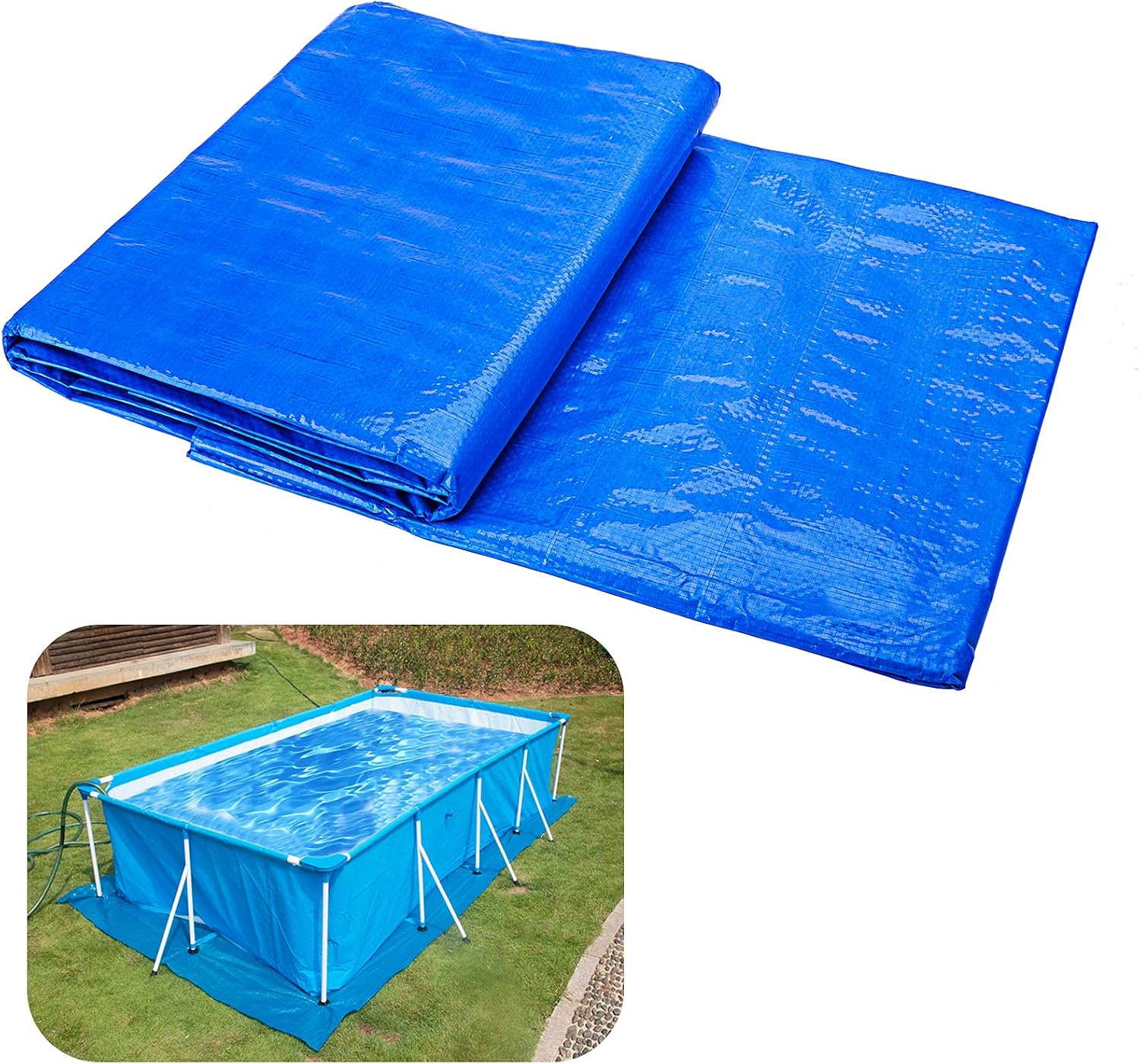 Rechteckige Poolabdeckung 300×201cm - Wasserdichte Pe-poolbodenmatte - Dicke, Staubdichte Quadratische Plane
