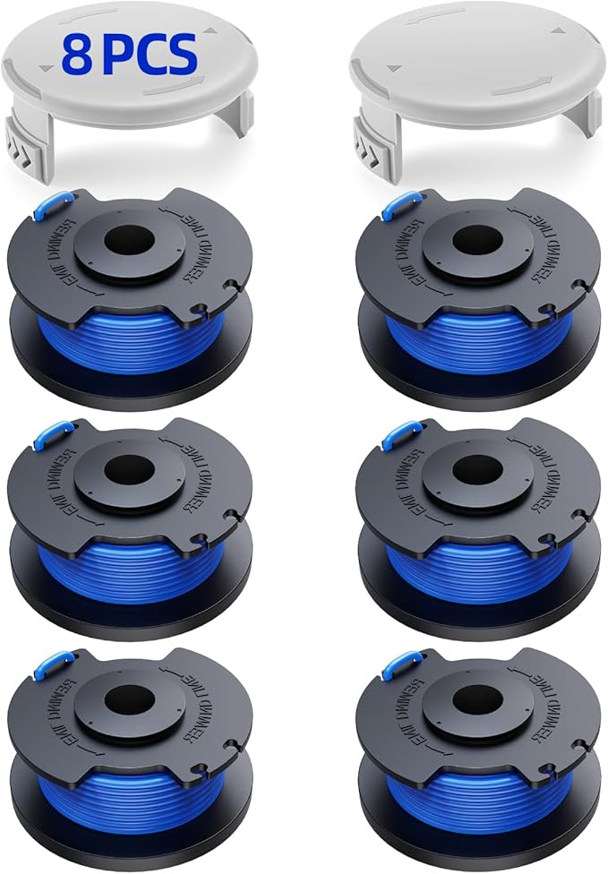 Ywtesch 8-spulen-trimmerfaden, Passend Für Ryobi One +18v 24v 40v Trimmer, Ø1,65 Mm Und 3,4 M Länge, Ac14rl3a Trimmer-ersatzteile (6 Spulen Trimmerfaden, 2 Abdeckungen)