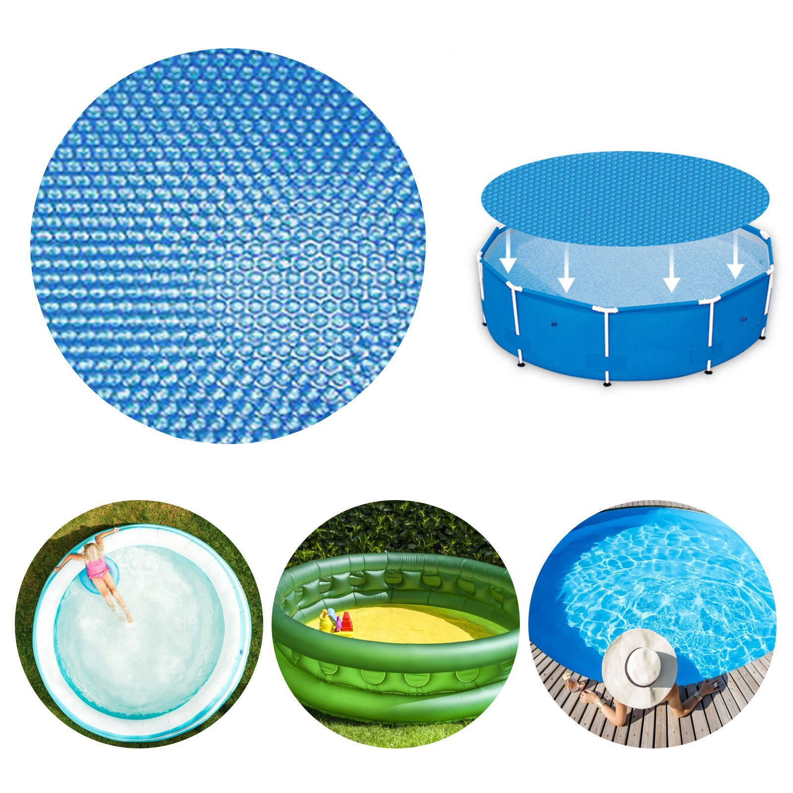 Runde Solar-poolabdeckung Mit Luftpolsterfolie, 3,6 M Durchmesser, Aus Blauem Polyethylen, Poolheizung