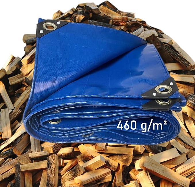 Carpool-abdeckung, 4 X 16,5 M, 460 G/m², Wasserdichtes Pvc Mit Ösen, Wetterschutz, Schutzplane, Strapazierfähig Für Camping Und Schutz Vor Regen, Schnee Und Sonne, Blau