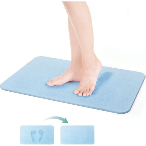 Rutschfeste Kieselgur-badematte, 60 X 39 X 0,9 Cm, Maximale Saugfähigkeit, Schnelltrocknend, Blau