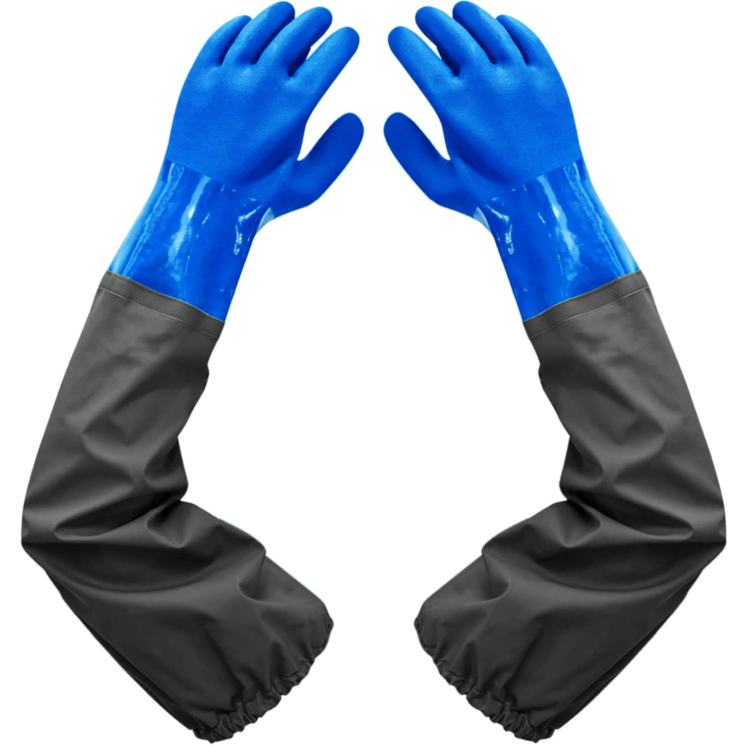 Dankuo Frosted Waterproof Rubber Extended Gloves - 26 Inch, Flocking Liner, Elastic Bypass - For Pond Cleaning, Chemical Industry, Agriculture, Fishing, Construction